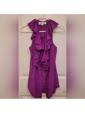 Purple Ruffled Sleeveless Blouse by Fifteen Twenty